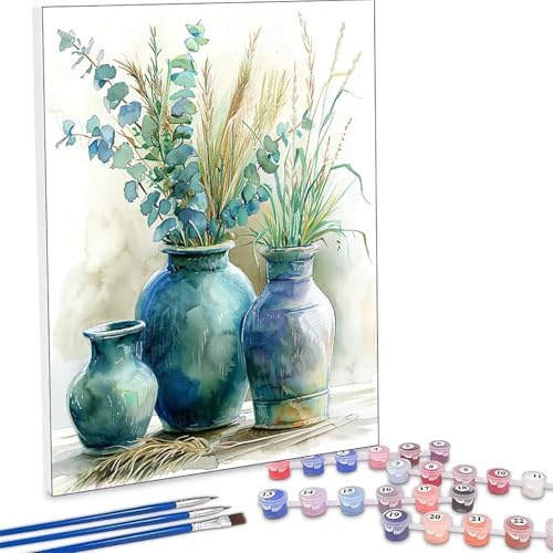 Paint by Numbers for Adults, Plant Bottle Painting by Number Kits On Canvas, Adults Beginners DIY Acrylic Oil Craft Art Painting Kits with Brushes Gifts for Home Wall Decor 16 x 20 Inch PjY179 K-5