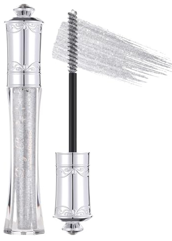Prreal silver glitter mascara vattentät, diamant gnistrande mascara för ögonfransar, långvarig curling volym mascaror för fest festival, lätt färgad mascaras ögonmakeup, 01