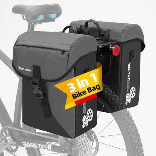 HONGYEA Fahrradtasche für Gepäckträger - 35L Fahrradtasche Doppeltasche mit Tragegriff & Schultergurt, Reflektierend, leicht zu reinigen, Laptopfach, Gepäckträgertasche für E-Bike MTB & Citybike