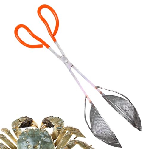 Pince à poisson pour la pêche – Cuillère double passoire en acier inoxydable – Porte-poisson, pelle à crabe, pince à crabe, pour crabe, loche, crevettes, eau douce et salée, extérieur, plage, mer
