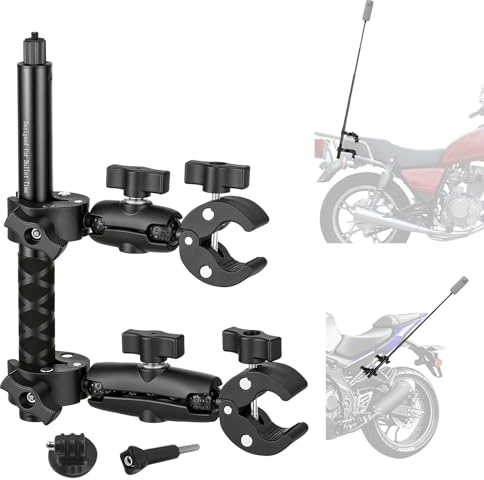 WODHMIEY Supporto manubrio moto Action Camera Supporto 120cm Selfie Stick Doppio Morsetto Regolabile Compatibile con Insta 360 X4 X5 X3 X2 Ace Pro One RS DJI Action 3 4 5 Pro Osmo 360 Hero Max