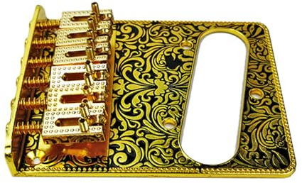 Hamwesh Telecaster Bridge Plate, Zinc Alloy Roller Bridge Design Guitar Set, Roller Saddle with Ventilated Engraved Control Plate and Complete Hardware Kit for TL Style (Gold)