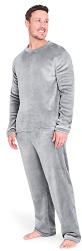 CityComfort Pyjama Homme, Ensemble 2 Pièces Pyjama Chaud Polaire, Combinaison Détente Super Douce Hiver, Cadeau pour Hommes (M, Gris Clair)