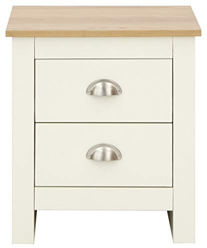 Lancaster Cream with Oak Top Bedroom Furniture - Wardrobes, Chest, Bedside (Bedside Cabinet)