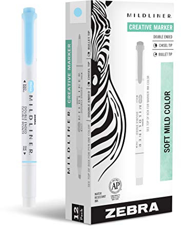 Zebra Textmarker, doppelseitig, breite und feine Spitzen blau