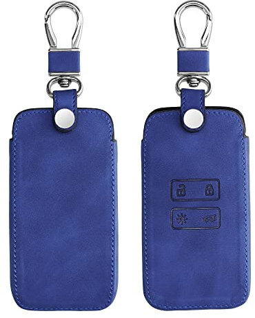 kwmobile Autoschlüssel Hülle kompatibel mit Renault 4-Tasten Smartkey Autoschlüssel (nur Keyless Go) - Nubuklederoptik - Kunstleder Schutzhülle Schlüsselhülle Cover - Dunkelblau