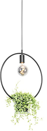 Qazqa Modern Pendelleuchte, Pendellampe - Roslini - Schwarz, Rund, 40cm, Ideal als Wohnzimmerlampe