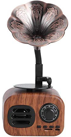 Yadoo Haut-Parleur Bluetooth, Gramophone Vintage Portatif, Tourne-disques Vinyle avec Platine Disque, Phonographe Rétro pour Tablette de Téléphone Portable PC, Carte Enfichable, Lecture sans Fil