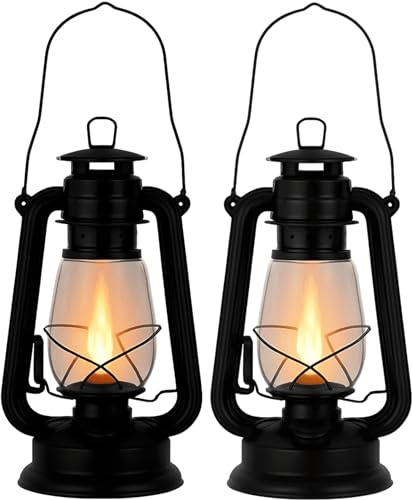 Petroleumlampe Öllampe Outdoor 2er Set – Sturmlaterne nostalgisch schwarz 250ml Tank 10–14h Brenndauer – robuste Kaltluftlaterne mit feuerfestem Glas für Camping Garten Notfall Beleuchtung