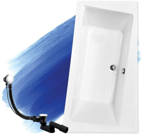 BADLAND Badewanne Original Weiß Acryl Wanne Eckbadewanne INFINITY 150x90 Rechts KOMPLETTSET SET + Füßen und Exklusive Chrom Automatik Ablaufgarnitur Made in EU 3in1