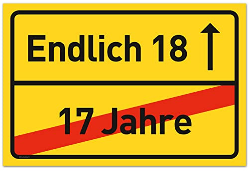 18 Geburtstag Schild - Lustige Geschenke oder Dekoration - Party Deko Geschenkideen für den 18 - Geschenk für Mädchen und Junge - 30x20 cm Kunststoff
