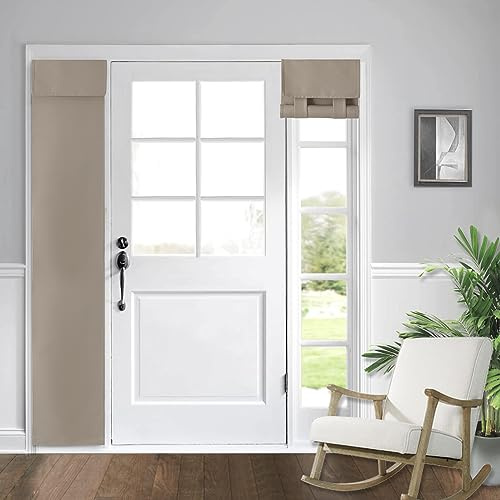 WdFour Side Door Curtains for Window, Room Darkening Solid Color Covering for Glass Front Door, Sidelight Curtain Tie up Shade 12W x 80L Inches, 1 Panel, Mocha