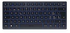CHERRY KW 7100 MINI BT, Kompakte Bluetooth-Tastatur, Schweiz, Slate Blue | QWERTZ-Layout, Multi-Device-Keyboard für 3 Geräte, Flaches Design, Leise Tasten, Batteriebetrieben, inkl. Transporttasche