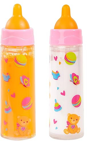 Bayer Design 79201AN Magische Flasche, Milchfläschchen, Trinkflasche, Puppenzubehör, weiß und orange