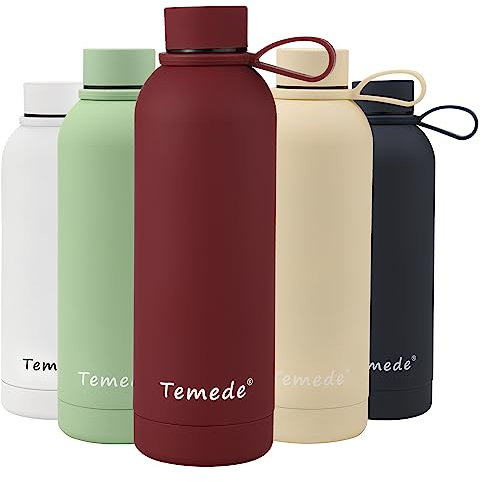 Edelstahl-Wasserflasche, 500 ml, BPA-frei, doppelwandige, vakuumisolierte Metallflasche, auslaufsichere, wiederverwendbare Thermoflasche für kalte und heiße Getränke, Sportflasche, ideal für Männer,