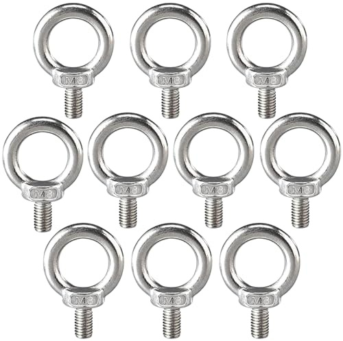 GEARMAX 10 Piezas Cáncamo de Acero Inoxidable, Cáncamo M8, Tornillos de Anillo, Perno de Ojo de Anillo, Rosca de Elevación, para Uso Industrial o Doméstico