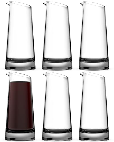 NUTRIUPS Set of 6 (180ml/pcs) Mini Carafe Mini Individual Wine Carafe Single Serving Glass Wine Carafes Set Glass Mini Carafe Decanters Small Individual Wine Decanter