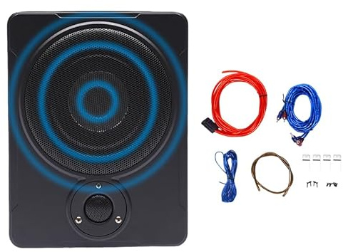 QRANSEUYXY Subwoofer per auto da 8 pollici, 300W, compatto, amplificatore per auto con cavo remoto, altoparlanti attivi alti e subwoofer amplificatore,Con luce LED