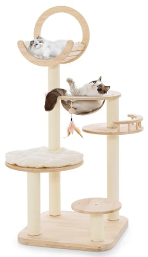 COSTWAY Cat Tree, Convertible Cats Climbing Tower with Scratching Posts, Space Capsule Bed, Hanging Toy, Washable Mats, Multi-level Kitten Activity Centre for Indoor Cats