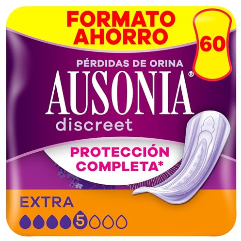 Ausonia Discreet Compresas Extra, Pack de 60,Para Pérdidas De Orina Para Mujer, Protección Completa*, Discreción Increíble