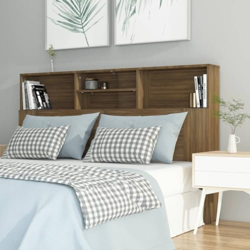 CKioict Betthaupt Wandkissen Bett Bettkopfteil Schlafzimmer Kopfteil mit Ablagen Braun Eichen-Optik 160x19x103,5 cmGeeignet für Schlafzimmer, Gästezimmer, Schlafsaal