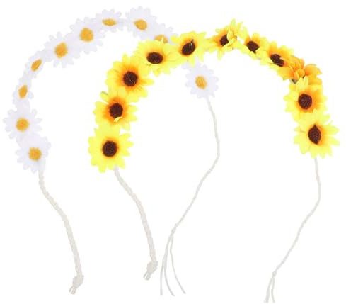 MAGICLULU Blumen-stirnband-set Sonnenblumen-haarband für Damen Stilvolles Accessoire für Partys Festivals Hochzeiten 2 Stück