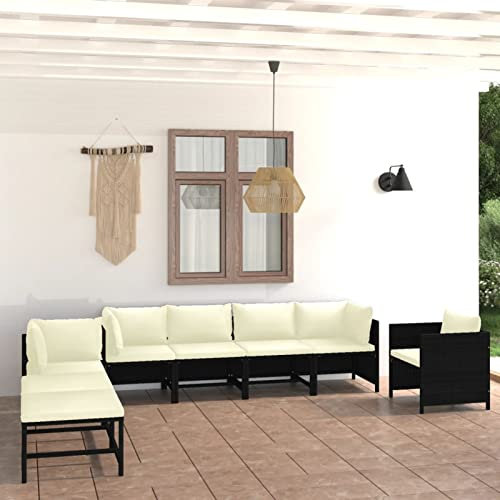 Homgoday 8-TLG. Garten-Lounge-Set mit Kissen Gartenmöbel Set Balkonmöbel Gartenlounge Gartensofa Ecksofa Modular Sofa Lounge Sitzgruppe für Garten Balkon Terrasse Poly Rattan Schwarz