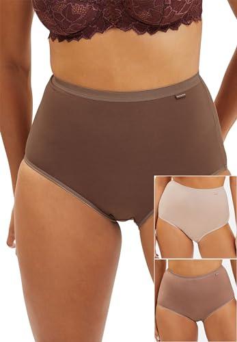 sans Complexe - Simplement Coton - Lot de 3 Culottes Taille Haute en Coton Biologique - Femme - Beige - 54