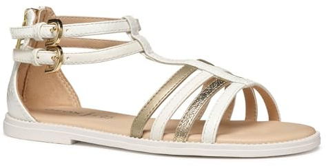 Geox J SANDAL KARLY GIRL, Girls’ Sandal, White/Platinum,