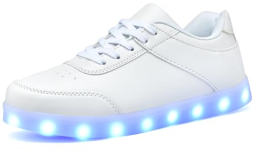 JEVRITE Chaussures unisexe avec éclairage LED, tige haute, rechargeables par USB pour femmes et hommes, paire de chaussures, 40 EU