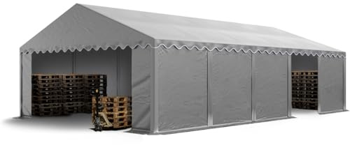 TOOLPORT Tendone deposito 5x10 m PVC 700 N grigio impermeabile tenda capannone tenda di stoccaggio