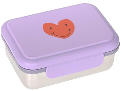 LÄSSIG Lunchlåda för barn i rostfritt stål frukostlåda hållbar dagis skola/matlåda rostfritt stål liten gång hjärta lila