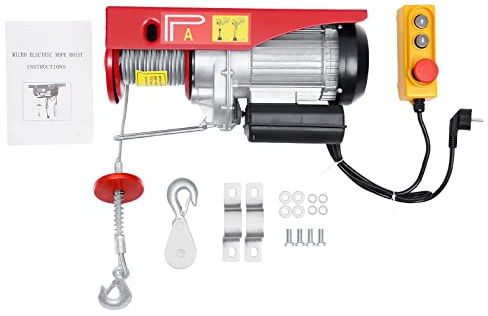 DAOHHFO Elektrische Seilwinde 800Kg | 1450W Elektrischer Kettenzug mit Kabel-Fernbedienung | Hebezug | Hubhöhe 12m Seilzug Motorwinde Flaschenzug