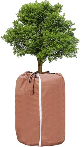 Photener Topfschutz Pflanzen Winter 50 x 80 cm, Thermo Topfschutz für Pflanzen mit Reißverschluss und Kordelzug, Winterschutz für Kübelpflanzen, Pflanzen Wurzeln Halten Warm, L