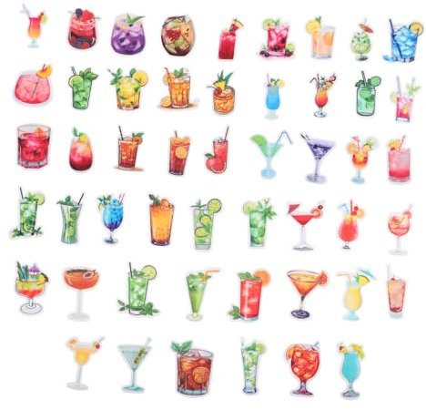CIYODO 50pcs Wine Cup Stickers Cartoon Stickers for Laptop Computer Decor for Luggage Scrapbook for Water Bottle