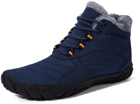 HiGropcore Hike Barefoot Boots Womens Mens Waterproof Fur Lined Winter Barefoot Shoes Minimalist Snow Boots Wide Toe Box Ankle Booties