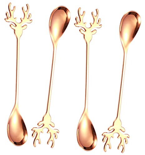 GAROZATION Elegant Elk Handle Coffee Spoons Multi-Purpose Stainless Steel Tea Soup Dessert Spoons Set