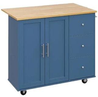 Rolling Kitchen Island Cart with Folding Flip Plate Portable Storage Rack with Large Service Carts and Breakfast Bar
