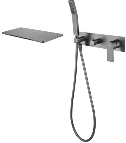 Ksunun Badewannenarmatur Mit Handbrause, Wannenarmatur Wasserfall, Armatur Badewanne Set, Mischbatterie Badewanne Amaturen Set Mit Brausehalter Und Brauseschlauch, Wasserhahn Badewanne