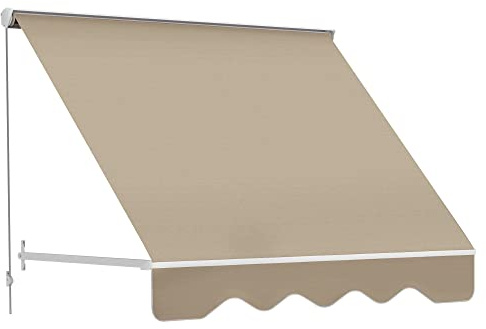 6' Drop Arm Manual Retractable Window Awning Sun Shade Shelter for Patio Balcony Outdoor, Aluminum, Cream White