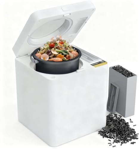 TOPZEE Electric Compost Bin for Kitchen - 3L Countertop Composter with Odorless Auto-Cleaning, Turns Food Waste to Fertilizer in 4 Hours, for Indoor Home Use, White