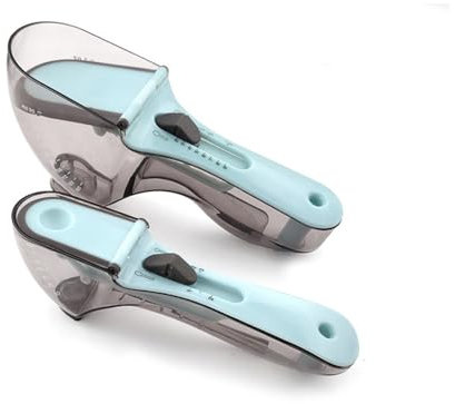 1 juego de cucharas medidoras con escala ajustable transparente para entusiastas de la repostería, utensilios de cocina prácticos y seguros