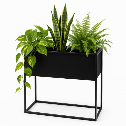 FRAMADO - Pflanzenständer Petto - 60x30x60cm - Farbe Schwarz - für Zimmerblumen - Metallregal - Dekorativer Tisch - Blumenständer - für Zimmerecke, Wohnzimmer, Balkon