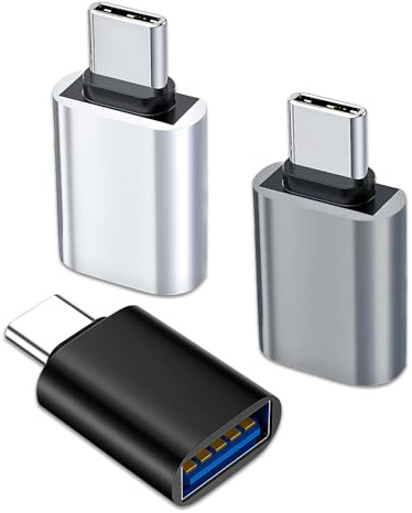 MDLSDE 3Pack USB C to USB 3.0 Adapter, Thunderbolt 4 3 OTG Converter 5Gbps | USBC Male to USBA Female, SuperSpeed Data Transfer, Charge Type C Compatible with iPhone 16 15 Laptop (Black/Grey/Silver)