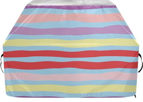 JUMBEAR Grillabdeckung, bunte Streifen, passend für Weber, Brinkmann, Char-Broil – robuste große Grillabdeckungen, UV- und wasserdicht, reißfest (165 x 63,5 x 114 cm)
