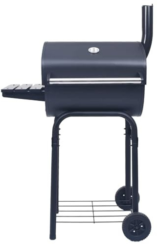 Barbecue au charbon de bois fumoir avec étagère inférieure - Acier revêtu par pulvérisation et plastique - Idéal pour le jardin et le balcon - Durable et facile à nettoyer
