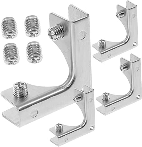 Housoutil 4pcs Shaped Stainless Steel Glass Clamp Holder Support Clips for Railing Fence Cabinet for Thick Glass Easy Installation Resistant