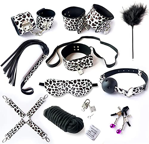 TRQOYTU Juego De Bondage BDSM Extremadamente Sexy, Juego De Bondage De 10 Piezas Con Esposas Y Collar, Juguetes Sexuales SM Para Y Parejas