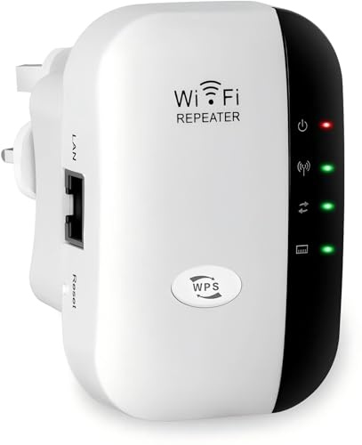 2025 Newest WiFi Extender, WiFi Booster, WiFi Repeater, Covers Up to 3000 Sq.ft and 45 Devices, Internet Booster - with Ethernet Port, Quick Setup, Home Wireless Signal Booster, UK plug (White)