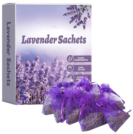 Sacchetti di lavanda, lavanda essiccata antimoth, sacchetto di cotone antipolvere con coulisse, sacchetto profumato per armadio, contro le tarme per armadio, auto, deodorante naturale per bagagli, 10